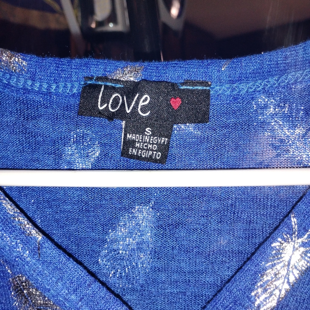 Love Blue and Silver Top